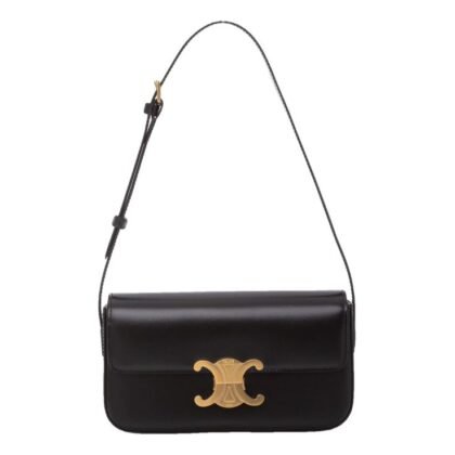 Sac Triomphe Celine en Cuir de Veau Brillant Noir